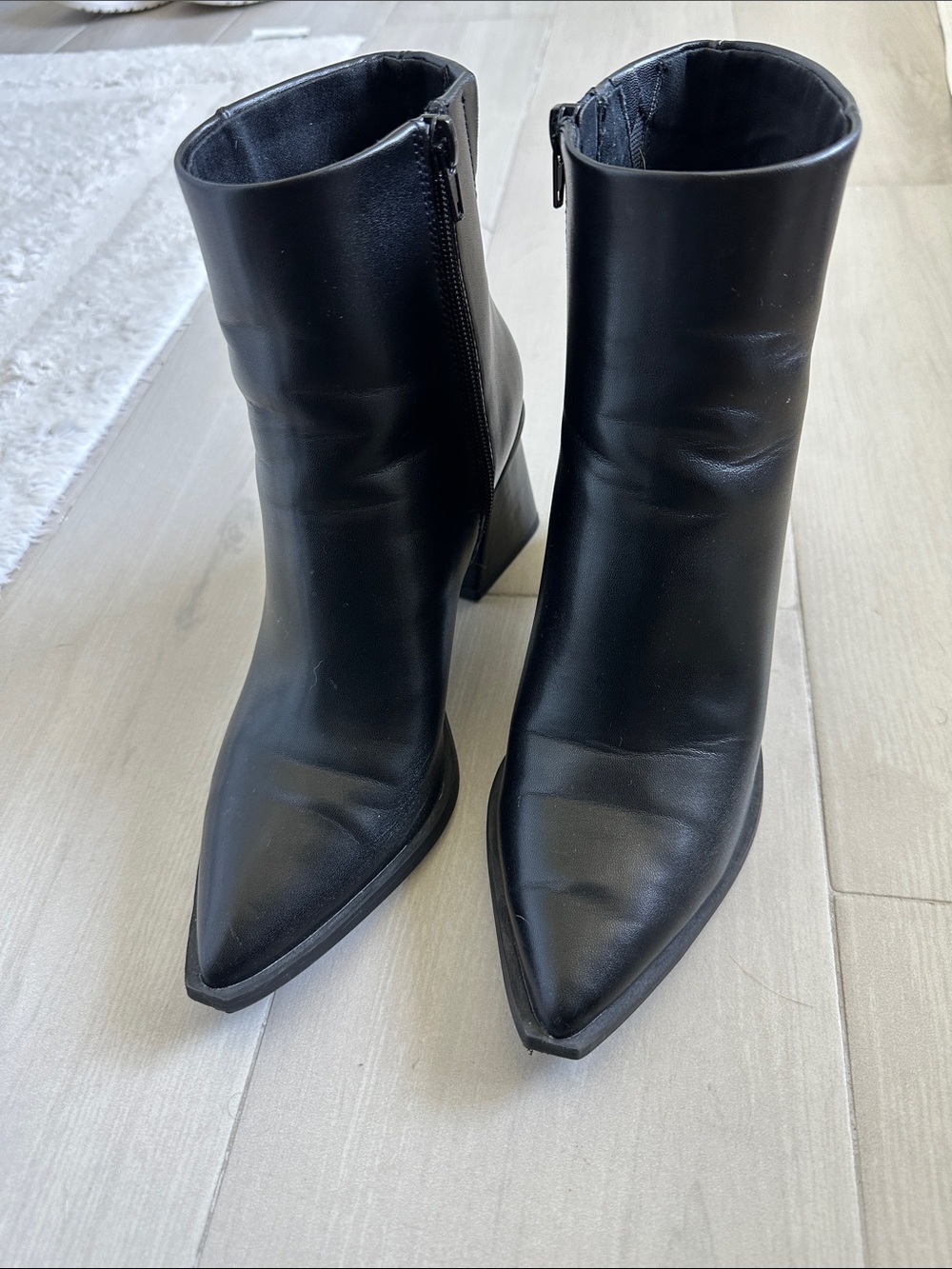 bp Black Pointed Toe Ankle Booties with Side Zipper